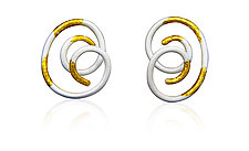 Linear Spiral Swirl Earrings by Shana Kroiz (Gold, Silver & Bronze Earrings)