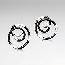 Linear Spiral Swirl Earrings by Shana Kroiz (Gold, Silver & Bronze Earrings)