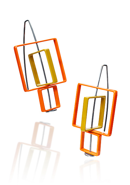 Movable Three Squares Earrings