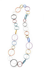 Long Multicolored Circles Necklace by Donna D'Aquino (Brass Necklace)