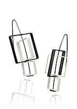 Movable Three Squares Earrings by Donna D'Aquino (Brass Earrings)