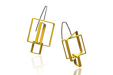 Three Squares Earrings by Donna D'Aquino (Metal Earrings)