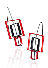 Movable Three Squares Earrings by Donna D'Aquino (Brass Earrings)