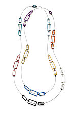 Long Multicolored Rectangle Necklace by Donna D'Aquino (Steel Necklace)