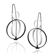 Small Top Moveable Three Circle Earrings by Donna D'Aquino (Metal Earrings)