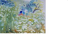 Dry Dock in a Field of Queen Anne's Lace by Alix Travis (Watercolor Painting)