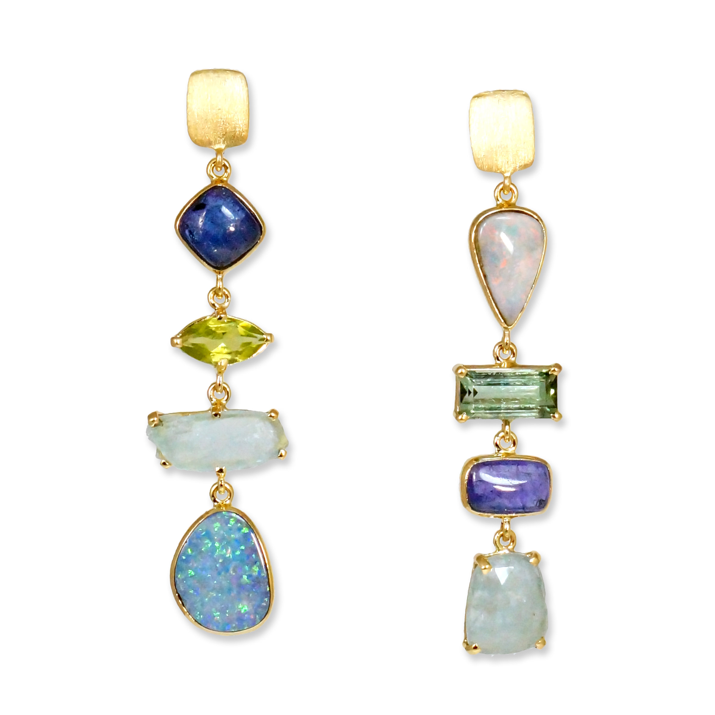 for Girl & Women A.29 Mix Gemstone Earring Multiple Designe Earring Silver Plated Handmade Earring 100% Natural Dendrite Opal kambaba