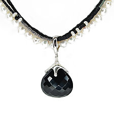 3 Strand Necklace with Black Onyx by Suzanne Q Evon (Silver, Pearl & Stone Necklace)