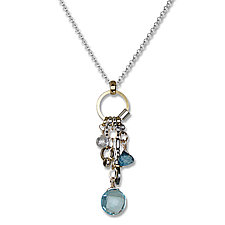 Blue Topaz Long Drop Necklace by Suzanne Q Evon (Gold, Silver & Stone Necklace)