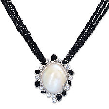 Silver Spinel and Baroque Pearl Necklace by Suzanne Q Evon (Silver & Stone Necklace)