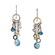 Blue Topaz Long Drop Earrings by Suzanne Q Evon (Gold, Silver & Stone Earrings)