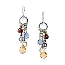 Mandarin Long Drop Earrings by Suzanne Q Evon (Gold, Silver & Stone Earrings)