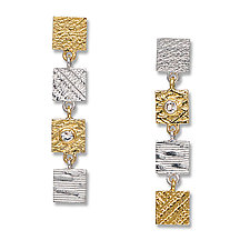 White Sapphire 4 Tab Earrings by Suzanne Q Evon (Gold, Silver & Stone Earrings)