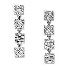 White Sapphire 4 Tab Earrings by Suzanne Q Evon (Gold, Silver & Stone Earrings)