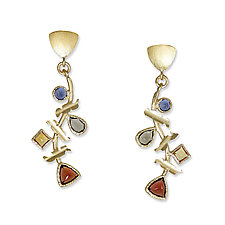 Garnet Multi-Stone Edge Earrings by Suzanne Q Evon (Gold & Stone Earrings)