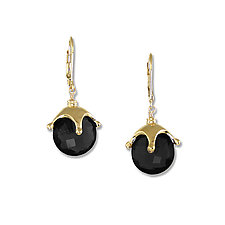 Black Onyx Gold Jester Cap Earnings by Suzanne Q Evon (Gold & Stone Earrings)