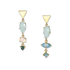 Aquamarine Asymmetrical Earrings by Suzanne Q Evon (Gold & Stone Earrings)