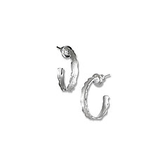 White Rhodium Edge Simple Hoops by Suzanne Q Evon (Silver Earrings)