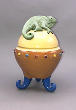 Coy Chameleon by Lisa Scroggins (Ceramic Bottles & Jar)