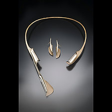 Unfurling Necklace and Earrings by Stephen LeBlanc (Gold & Silver Necklace & Earrings)