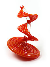 Orange Mix Standing Heechee Probe on Clear Spine by Thomas Kelly (Art Glass Sculpture)