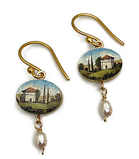 Oval Villa Earrings by Christina Goodman (Gold & Pearl Earrings)