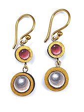 Ruby and Pearl Painted Earrings by Christina Goodman (Wood & Acrylic Earrings)