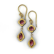 Double Ruby Painted Earrings by Christina Goodman (Mixed-Media Earrings)
