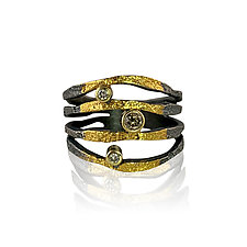 Alaria Band Ring with Champagne Diamonds by Jenny Reeves (Gold, Silver & Stone Ring)