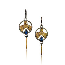 Small Terra Shield Earrings by Jenny Reeves (Gold, Silver & Stone Earrings)