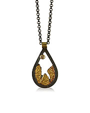 Terra Droplet Pendant Necklace by Jenny Reeves (Gold, Silver & Stone Necklace)