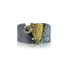 Diamond San Andreas Band-Wide by Jenny Reeves (Gold, Silver & Stone Ring)