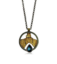 Terra Shield Pendant Necklace by Jenny Reeves (Gold, Silver & Stone Necklace)
