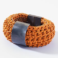 Organica Leather Bracelet #2 by Jennifer Bauser (Leather & Silver Bracelet)
