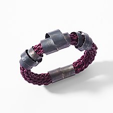 Organica Leather Bracelet #10 by Jennifer Bauser (Leather & Silver Bracelet)