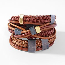 Organica Leather Bracelet #14 by Jennifer Bauser (Leather & Silver Bracelet)