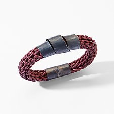 Organica Leather Bracelet #6 by Jennifer Bauser (Leather & Silver Bracelet)