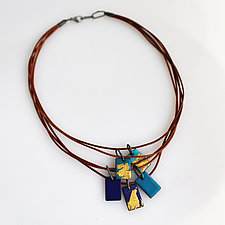 Organica Enamel Necklace #4 by Jennifer Bauser (Gold, Leather & Enamel Necklace)