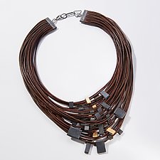 Organica Leather Necklace #5 by Jennifer Bauser (Gold & Leather Necklace)