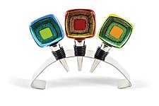 Cosmo Wine Stoppers by Helen Rudy (Art Glass Barware)