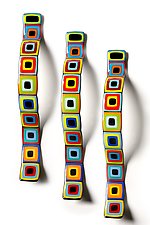 Carnival Story Pole Wall Wave With Black Centers by Helen Rudy (Art Glass Wall Sculpture)