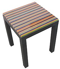 Multi-Color Glass Side Table by Helen Rudy (Art Glass Side Table)