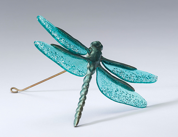 Aqua Blue Dragonfly with Textured Aqua Wings