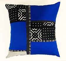 Black and Blue Pillow by Aryana Londir (Cotton Pillow)