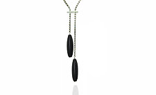 Onyx Silver Double Drop Bar Necklace by Claudia Endler (Sliver & Stone Necklace)
