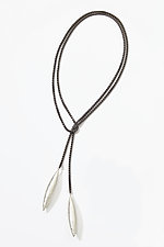 Blackened Lariat with Large Silver Drops by Claudia Endler (Silver Necklace)