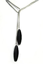 Black Onyx Tri-Sided Lariat by Claudia Endler (Silver & Stone Necklace)