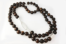 Wooden Bead Necklace Silver Interlocking Clasp and Elements by Claudia Endler (Silver Necklace)