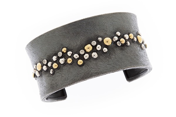 Eclisse Cuff Bracelet by Davide Bigazzi (Gold, Silver & Stone Bracelet ...