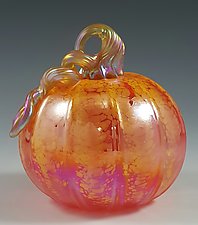 Grande Transparent Orange & Yellow Pumpkin by Mark Rosenbaum (Art Glass Sculpture)